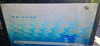 TV display showing DVD welcome screen indicating no disc.