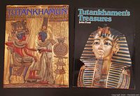 Front covers of two hardcover books: 'Tutankhamun: His Tomb and Its Treasures' and 'Tutankhamen's Treasures' by John Ford.