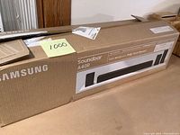Samsung A40R soundbar system unopened original box showing brand and product details.