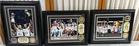 Three framed Spurs National Championship placards displayed side by side, showing the overall collection and size comparison.