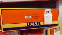 Closed Lionel American Legend box with 'Madison Car Penn 4 Pack' label and auction sticker.