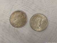 Two Canadian sterling silver coins, both showing the obverse side with Queen Elizabeth II's profile.