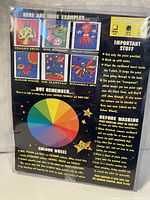 Close-up of suncatcher kit instructions showing examples of paint designs and painting tips.