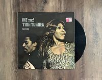 Front cover of Ike and Tina Turner's So Fine LP showing artists in black and white with vinyl partially visible behind sleeve.
