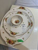Set of two platters and a bowl showing full design and relative sizes.