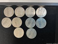 Ten coins reverse side showing 1867 Confederation Constitution 1982 design