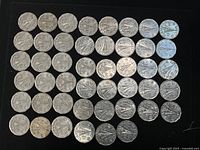 All 46 coins arranged obverse side up