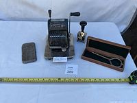 Group shot of all four vintage items on table
