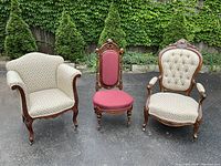 All three chairs displayed side by side on driveway, front view