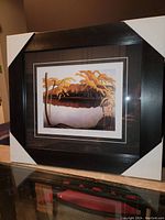 Framed fine art print titled "Northern Lake 2" by Lawren Harris from front view.
