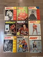 Nine NHL hockey magazines from the late 50s and early 60s in varied color and black & white covers