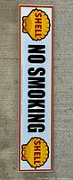 Full view of the Shell porcelain No Smoking sign showing the layout and colors.