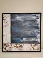 Front view of square abstract canvas in black frame