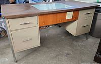 Front view showing full desk, drawers, light box