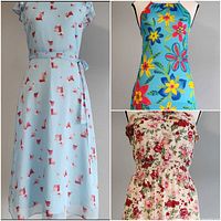 Collage front views of all three dresses on hanger