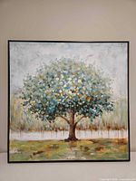 Full view of framed square canvas artwork