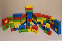 All foam blocks arranged showing colour variety and shapes