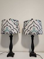 Front view of both lamps showing bases and shades
