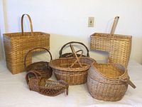 Overview of the 6 baskets including 2 stairway baskets and assorted smaller baskets