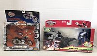 Boxed Harley Davidson Metal Maxx Custom Shop 1:20 die-cast motorcycle model toy, showing front packaging with parts and before/after assembly images.