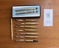 Two Cross 12kt gold-filled pens in original box with SS Monterey logo on clip