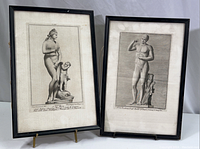 Two framed Roman statuary prints titled Venus and Athleta displayed side by side, showing details of the images and frames.