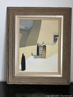 Overall front view of the framed painting showing composition and frame details