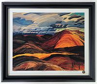 Front view of framed print showing full image, mat, frame and glass