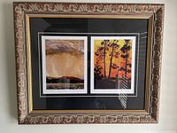 Framed set of two prints by Tom Thomson, showing overall frame and double matting.