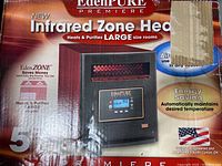 Photo of EdenPURE Premiere Infrared Zone Heater box front showing product name and image.