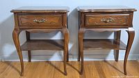 Pair of end tables, front view
