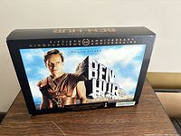 Black outer box of the Ben Hur 50th Anniversary Ultimate Collector's Edition featuring an image of Charlton Heston and movie title.