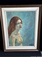 Frontal photo of framed painting showing the full artwork and signature.