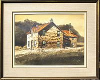 Frontal view of the framed watercolor painting showing the full artwork and frame.