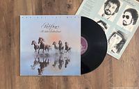 Photo of the Bob Seger & The Silver Bullet Band Against The Wind LP vinyl record with cover and inner sleeve laid out.