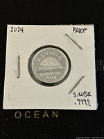 Obverse side of the coin showing a beaver, denomination, country and year.