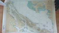 Full view of nautical map showing coastal geography and water depths in Strait of Georgia area.