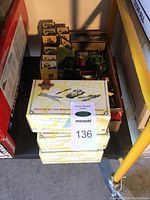 Stack of four Matchbox die-cast replica boxes labeled “Crafted by the Greatest Name in Die-Cast”