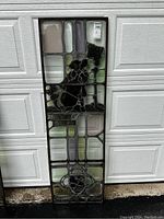 Full view of entire panel against garage door