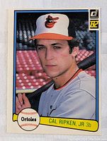 Front side of 1982 Donruss Cal Ripken Jr rookie card showing player portrait and team details.