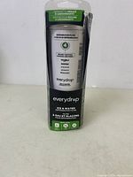 Front view of Everydrop ice and water refrigerator filter model 4 in original packaging, highlighting brand and compatibility.