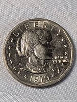 Obverse side showing Susan B. Anthony portrait, the year 1979, and inscriptions.