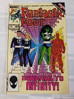 Front cover of the Fantastic Four comic book issue 282 showing main characters and title design.