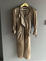 Full front view of the coat hanging