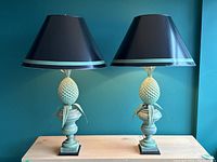 Front elevation of both lamps with shades