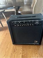 Front view of Dr. Z G112 guitar amplifier showing control knobs and speaker grille.