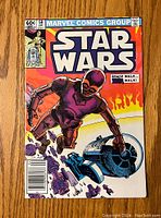 Front cover of the Star Wars comic book issue #58 from Marvel Comics Group, showing a purple droid and spacecraft with fire background.