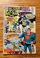 Front cover of World’s Finest #179 vintage comic book showing Batman, Robin, and Superman.