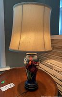 Full view of assembled lamp on wooden table