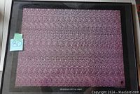 Framed poster with purple and pink intricate pattern, titled 'Guardians of the Deep'